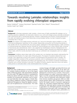 Towards Resolving Lamiales Relationships