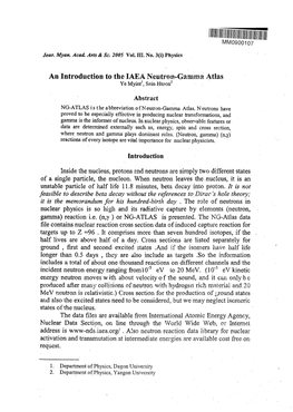 An Introduction to the IAEA Neutron-Gamma Atlas Ye Myint1, Sein Htoon2