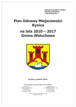 Plan Odnowy Miejscowości Rynica Na Lata 2010 – 2017 Gmina Widuchowa