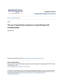 The Use of Experiential Acceptance in Psychotherapy with Emerging Adults