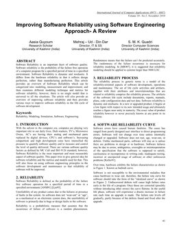 Improving Software Reliability Using Software Engineering Approach- a Review