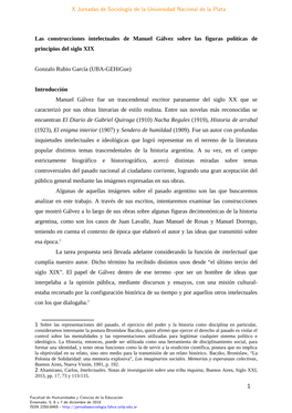 Las Construcciones Intelectuales De Manuel Gálvez Sobre Las Figuras Políticas De Principios Del Siglo XIX