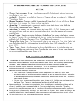 Guidelines for Member-Led Tours Into the Capitol Dome General