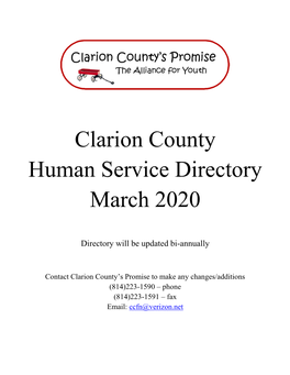 Clarion County Human Service Directory March 2020
