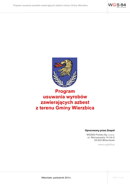 Program Usuwania Wyrobów Zawierających Azbest Z Terenu Gminy Wierzbica