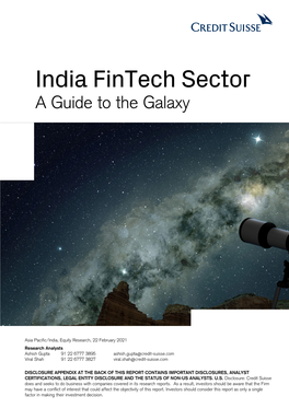 India Fintech Sector a Guide to the Galaxy
