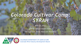 SYRAH May 15, 2017 with Special Expert Host Jeb Dunnuck, Wine Advocate Reviewer