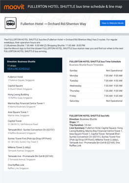 FULLERTON HOTEL SHUTTLE Bus Time Schedule & Line Route