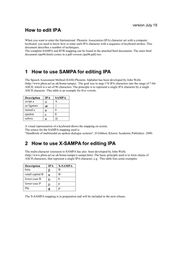 How to Edit IPA 1 How to Use SAMPA for Editing IPA 2 How to Use X