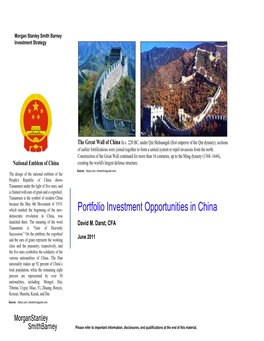 Portfolio Investment Opportunities in China Democratic Revolution in China, Was Launched There