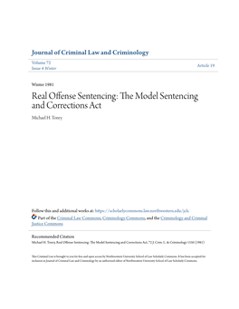 Real Offense Sentencing: the Model Sentencing and Corrections Act