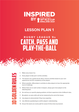 RUGBY LEAGUE 9S CATCH, PASS and PLAY-THE-BALL