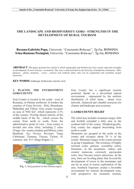 The Landscape and Biodiversity Gorj - Strengths in the Development of Rural Tourism