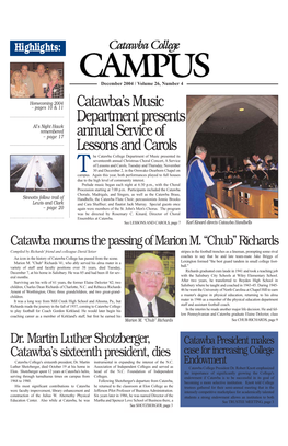 Catawba's Music Department Presents Annual Service of Lessons And