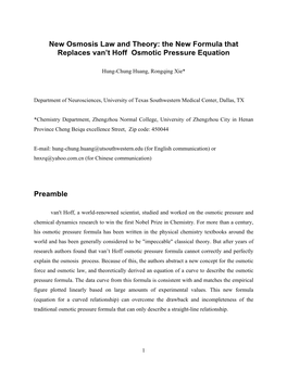 The New Formula That Replaces Van't Hoff Osmotic Pressure Equation