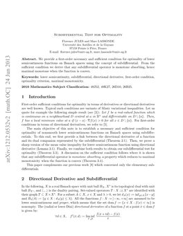 Subdifferential Test for Optimality