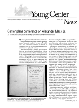 Center Plans Conference on Alexander Mack Jr