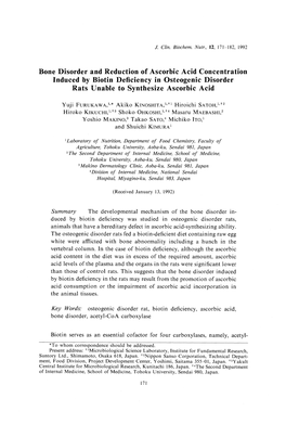 Bone Disorder and Reduction of Ascorbic Acid Concentration Induced by Biotin Deficiency in Osteogenic Disorder Rats Unable to Synthesize Ascorbic Acid