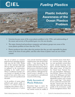 Plastic Industry Awareness of the Ocean Plastics Problem