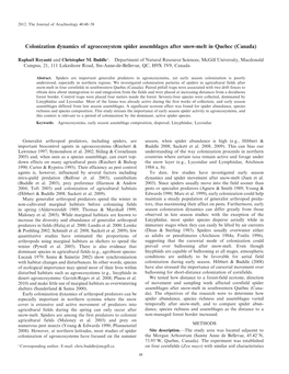 Colonization Dynamics of Agroecosystem Spider Assemblages After Snow-Melt in Quebec (Canada)