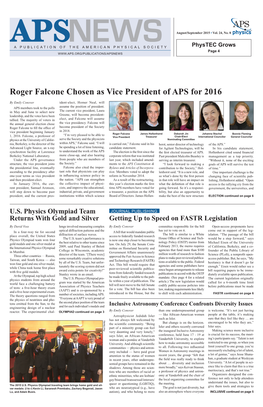 Roger Falcone Chosen As Vice President of APS for 2016