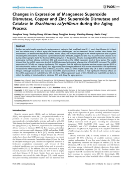 Catalase in Brachionus Calyciflorus During the Aging Process
