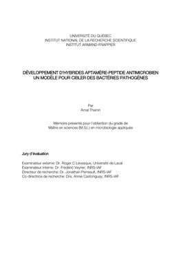 Développement D'hybrides Aptamère-Peptide