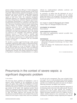 Pneumonia in the Context of Severe Sepsis: a Significant Diagnostic Problem