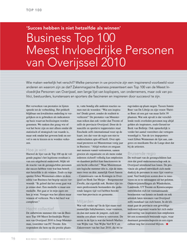 Business Top 100 Meest Invloedrijke Personen Van Overijssel 2010