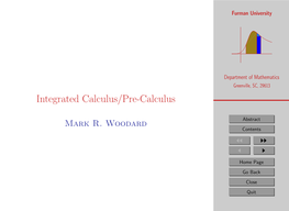 Integrated Calculus/Pre-Calculus