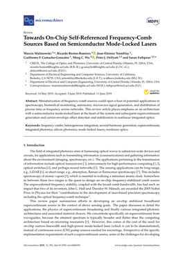 Towards On-Chip Self-Referenced Frequency-Comb Sources Based on Semiconductor Mode-Locked Lasers