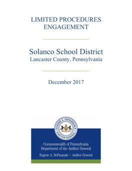 Solanco School District Lancaster County, Pennsylvania ______