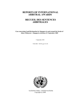 Case Concerning Land Reclamation by Singapore in and Around the Straits of Johor (Malaysia V
