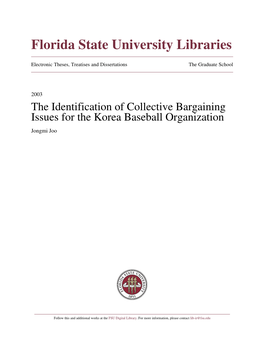 The Identification of Collective Bargaining Issues for the Korea Baseball Organization Jongmi Joo