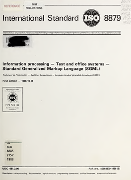 Information Processing — Text and Office Systems — Standard Generalized Markup Language (SGML)