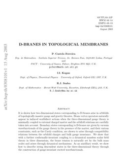 D-Branes in Topological Membranes