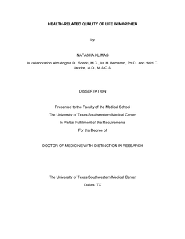 HEALTH-RELATED QUALITY of LIFE in MORPHEA by NATASHA