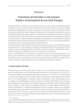 Il Territorio Di Vercellae in Età Romana: Studio E Ricostruzione Di Una Città D’Acque