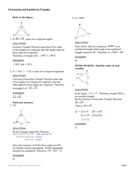 Refer to the Figure. 1. If Name Two Congruent Angles. SOLUTION: Isosceles Triangle Theorem States That If Two Sides of T