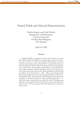 Partial Fields and Matroid Representation