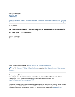 An Exploration of the Societal Impact of Neuroethics in Scientific and General Communities