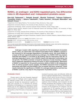 And EZH2-Regulated Gene, Has Differential Roles in AR-Dependent and -Independent Prostate Cancer