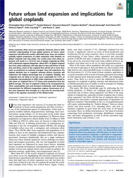 Future Urban Land Expansion and Implications for Global Croplands