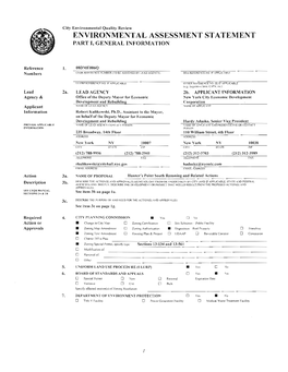 Environmental Assessment Statement Part I, General Information