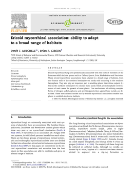 Ericoid Mycorrhizal Association: Ability to Adapt to a Broad Range of Habitats