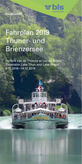 Fahrplan 2019 Thuner- Und Brienzersee