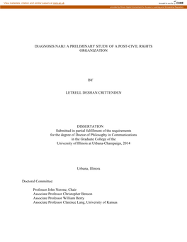 Diagnosis Nabj: a Preliminary Study of a Post-Civil Rights Organization