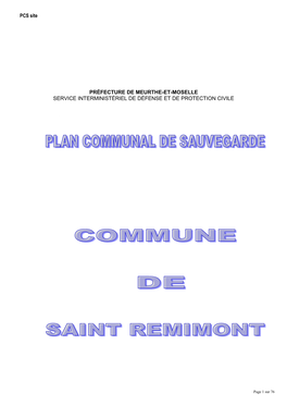 PRÉFECTURE DE MEURTHE-ET-MOSELLE SERVICE INTERMINISTÉRIEL DE DÉFENSE ET DE PROTECTION CIVILE Commune De …