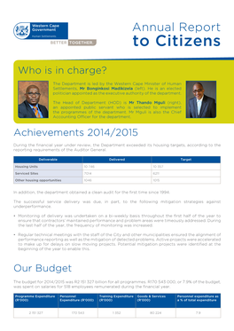 Annual Report to Citizens 2014/2015