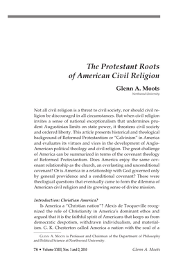 The Protestant Roots of American Civil Religion Glenn A